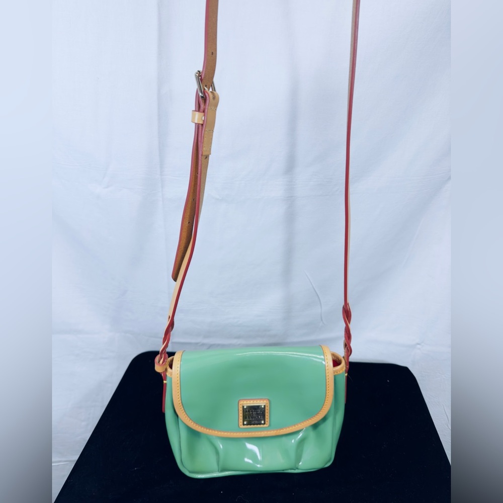 Dooney & Bourke Mint Green Crossbody with Tan Trim and Red Strap